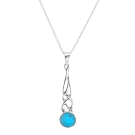 Silverly Women's 925 Sterling Silver Simulated Turquoise Celtic Knot Pendant Necklace, 46 cm