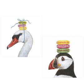 Macaron Birds Party Napkins 40 Count - 2 Packages of 20CT 3-Ply Cocktail Napkins by Vicki Sawyer