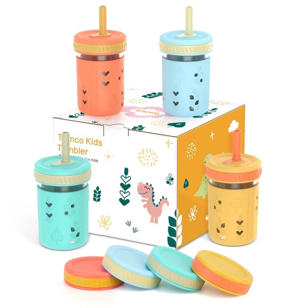 Tronco Stainless Steel Sippy Toddler Cups, 10 oz Mason Jar