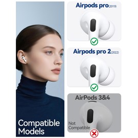 4 Pairs Silicone Replacement Ear Tips for AirPods Pro (2019) & AirPods Pro 2 (2022) with Cleaning Pen,Noise Reduction Holewith & Built-in dust Guard Screen,USB-C (2023) (Medium-White)