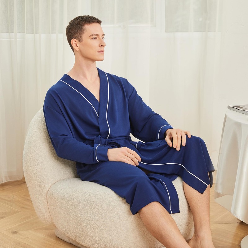 YOIPNEF - Bata ligera para hombre, kimono de punto, ropa