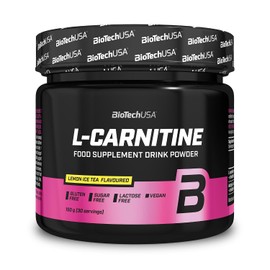 BioTechUSA L-Carnitine Drink Powder, Flavoured Food Supplement Drink Powder with L-carnitine L-Tartrate, Acetyl-L-carnitine, Minerals and Sweetener, 150 g, Lemon ice Tea