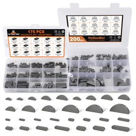HASAOMOI 375pcs Metric Woodruff Key Assortment Kit, include 200pcs Semicircle Keys Half Moon Keys,175pcs Stainless Steel Round Ended Feather Key for Fasteners Mechanical Industry Crankshaft