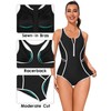 beautyin Athletic Swimsuits for Women Zipper One Piece Bathing Suit