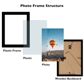 JCJMY 4x6 Picture Frame Set of 3 Black for Wall Hanging or Tabletop, Wall Mounting Horizontally or Vertically, 4 x 6 Wall Photo Frame with Shatter Resistant Plexiglass, 3 Pack,Black