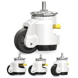 HOLKIE Leveling Stem Casters Set of 4 Heavy Duty Retractable Caster Wheels, 1/2" and M12 Stem Size, Total Capacity 4960 Lbs, Adjustable Wheel with Ratchet Handle for Workbench, Machine, Equipment
