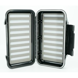 Kingfisher Fly Fishing Hopper Large Fly Fly Box, Waterproof, Extra Thick Foam Inserts, Black