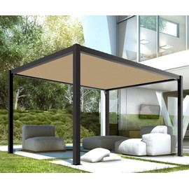 Coarbor 7'x22' Straight Edge Sun Shade Sail Rectangle Canopy Cover Grommets Placed All Edges for Outdoor Pergola Patio Yard Deck Gazebo-Sand