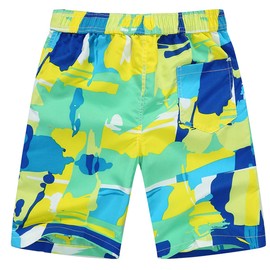 UWBACK Boys Swim Trunks Toddler Quick Dry Beach Board Shorts Kids Swimwear Dazzle Green L