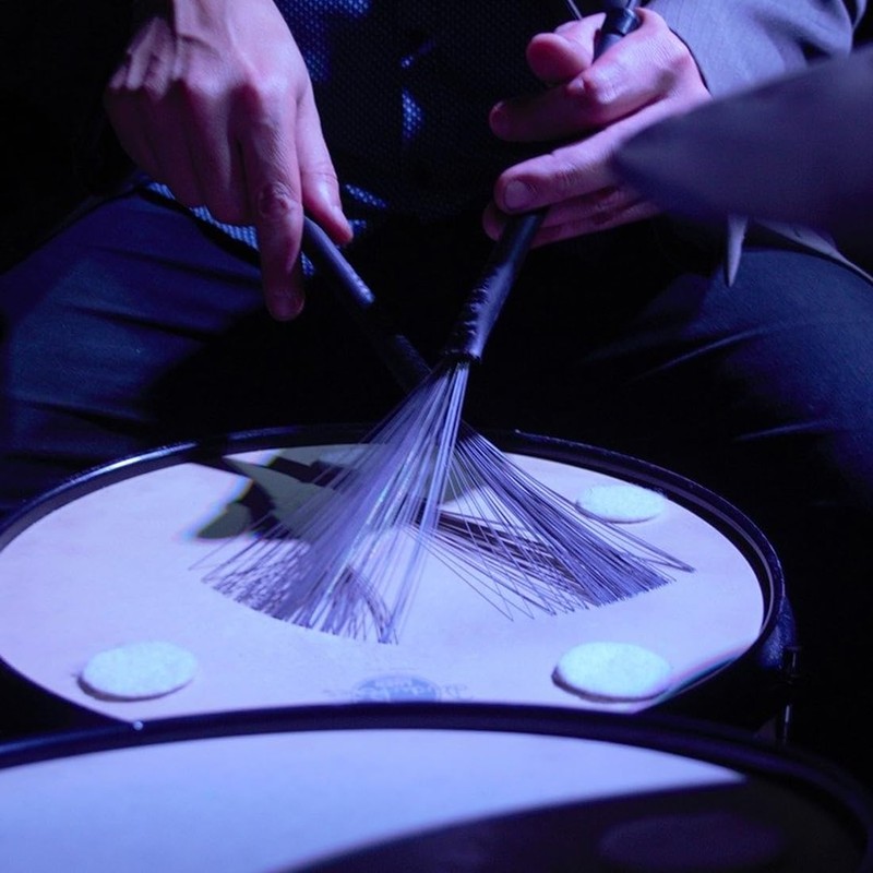 2 x drum brushes, jazz broom, drum stick brush, retractable