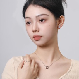 Tasiso Women's Necklace, Popular, Adjustable Length, Pendant, Elegant, Silver, Accessory, Stylish, Hypoallergenic, Cute, Zirconia, Chain, Sparkle, Casual, Simple, Everyday Use, Gift, Copper, Zircon