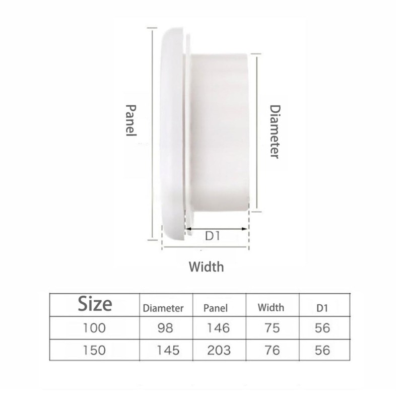 Plastic Round Ceiling Vent, 150mm - 6 inch Air Vent