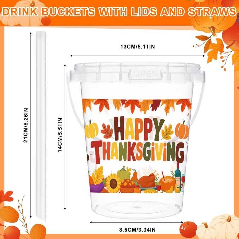 Shinymoon 20 Sets Thanksgiving Drink Buckets Bulk Plastic Beverage Buckets