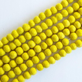 Yellow Mini Felt Ball Pom Pom Garland, Pre-Strung Yellow Birthday Decorations 115 Handcrafted Wool Balls 6 Feet for Easter Garland, Lemon Party Decorations, Summer, Sunflower Decor, or Bridal Banners
