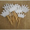 Shiningparty 25 Pack Silver Glitter Crown Cupcake Toppers for Birthday
