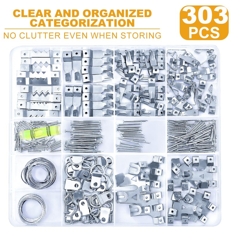 KURUI 303Pcs Picture Hanging Kit, Picture Hangers Assorted Kit with