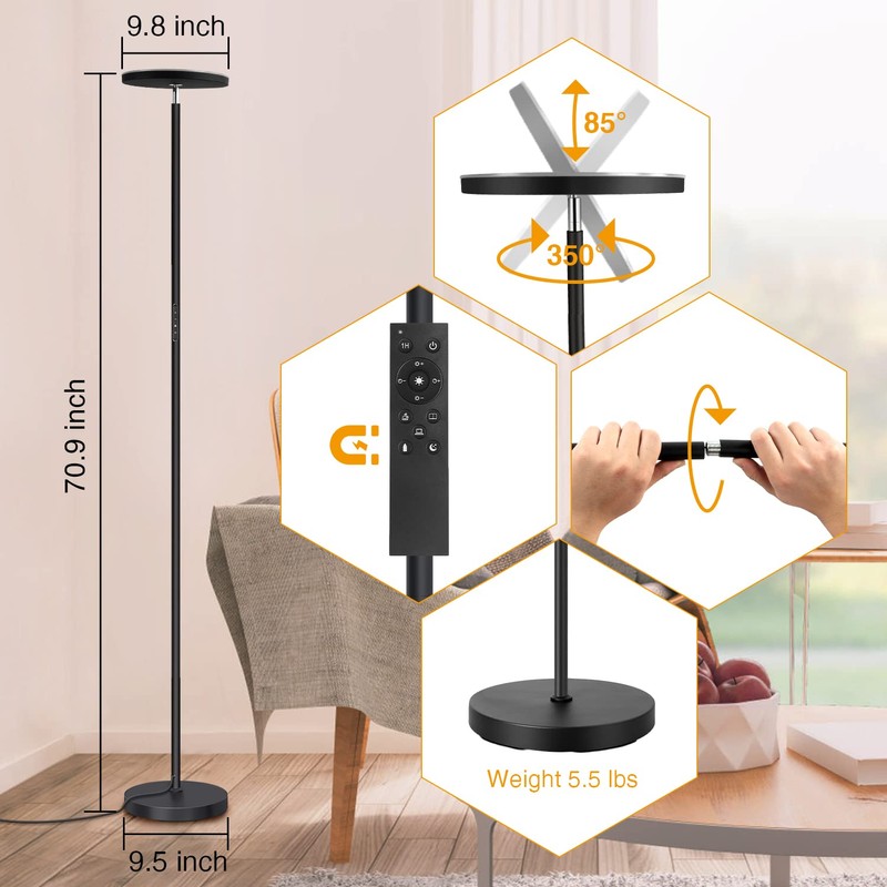 OUTON Floor Lamp, 30W/3000LM LED Modern Torchiere Sky Lamp, Super