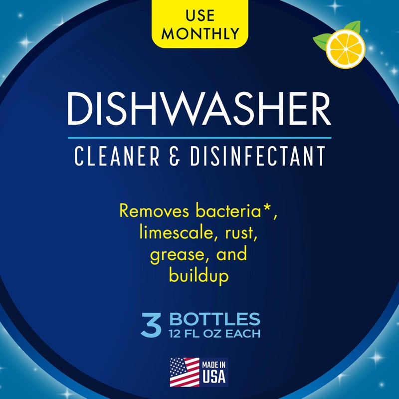 Glisten Dishwasher Cleaner, Removes Limescale, Rust, Buildup, and Grease, Lemon
