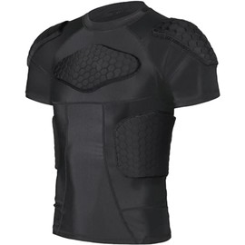 ciseroye Mens Padded Compression Shirt Football Rib Protectors - Mens Padded Football Shirt with Pads Protective Gear Chest Rib Protectors for Baseball Basketball Paintball - XL
