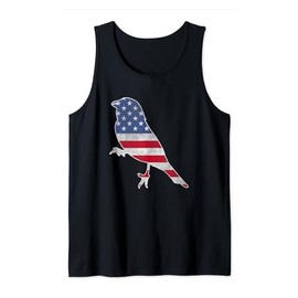 USA Flag Patriotic Lazuli Bunting Bird 4th July Birdwatching Tank Top
