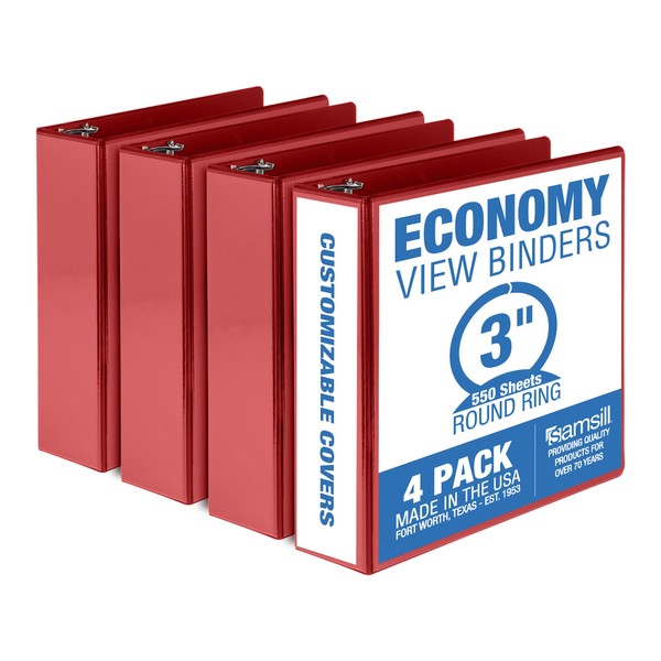 Samsill Economy 3 Inch 3 Ring Binder, Made in The
