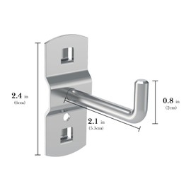 TOCCOOL 12 Pack 2.3 Inch Alloy Steel Pegboard Hooks, Double-Locking Zinc Plated Hooks for Tool Storage (Silver)