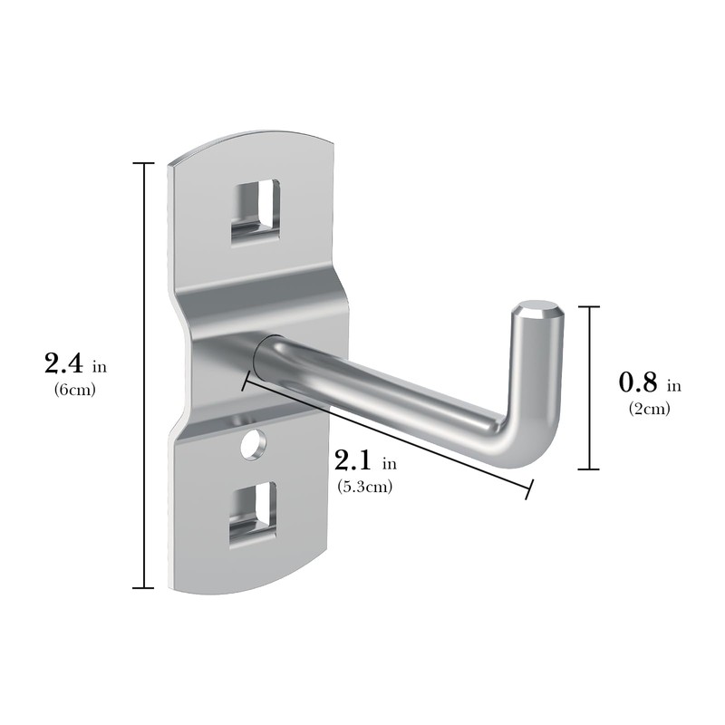 TOCCOOL 12 Pack 2.3 Inch Alloy Steel Pegboard Hooks, Double-Locking