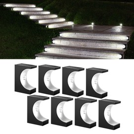 8 Pack Solar Stair Lights Outdoor, IP65 Waterproof Step Lights for Garden Stairs, Patio, Yard – Cool White, Auto On/Off, Easy Install