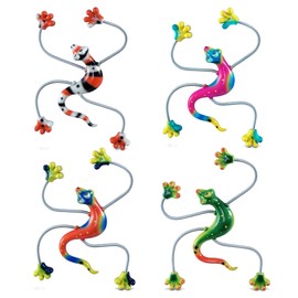 COTA Global Gecko Refrigerator Springy Magnets Set of 4 - Assorted Color Cute Wild Life Animal Springy Magnets for Kitchen Fridge Door, Cool Desert Home and Office Novelty Decor Accessory - 4 Pack