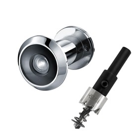 TOGU 220-degree Solid Brass Peep Holes for Door with 16mm Drill Bit, 0.63 inch Door Peephole with Privacy, Compatible with Door Thick from 1-3/8" to 2-1/6",Polished Chrome Finish