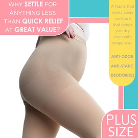 Zeta Wear Compression Stockings Plus Size Tights Pantyhose for Women - High Waist Graduated Medical Support Hose Leggings - Beige, 4XL