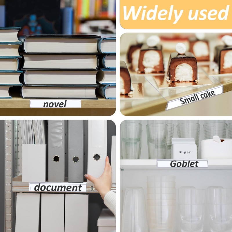 COMNICO Pack of 10 Movable Shelf Label Holders Transparent Shelf