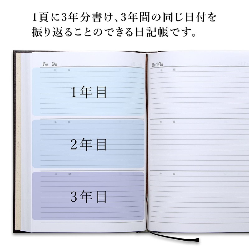 Apica D303 Diary, 3 Year Diary, Horizontal Print, A5, Date