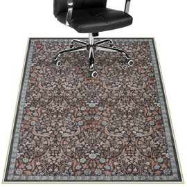 Anidaroel 36"x48" Floral Chair Mat for Hardwood Floor & Tile Floor, Office Chair Rug for Rolling Chair, Desk Rugs for Hard Floors, Anti-Slip Computer Gaming Chair Mats, Easy to Roll