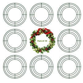 8 Inch Christmas Wire Wreath Frame Metal Wreath Form Front Door Wreath Ring for New Year Decors Crafts DIY，10 Pack