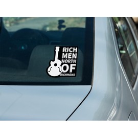 Rich Men North of Richmond Vinyl Decal Sticker - for Cars, Bumpers, Windows, Walls, Cups, Computers or Any Smooth Clean Surface - 5.7 Inches at Largest Point (Black and White Guitar)