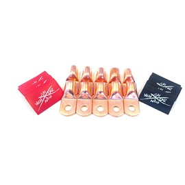 SKY HIGH CAR AUDIO 1/0 GAUGE COPPER RING TERMINALS W/ HEAT SHRINK QTY10