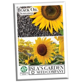"Black Oil" Sunflower Flower Seeds for Planting, 150+ Flower Seeds Per Packet, (Isla's Garden Seeds), Non GMO & Heirloom Seeds, Scientific Name: Helianthus annuus, Great Flower Garden Gift