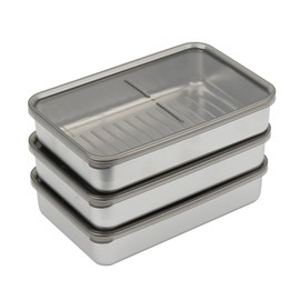 OVIRSHOP Fresh Fridge Food Box, Pack of 3, Stainless Steel Food Boxes, Stackable Food Storage Box, Food Storage Containers, 900 ml
