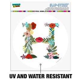 Letter H Floral Monogram Initial Automotive Car Window Locker Circle Bumper Sticker