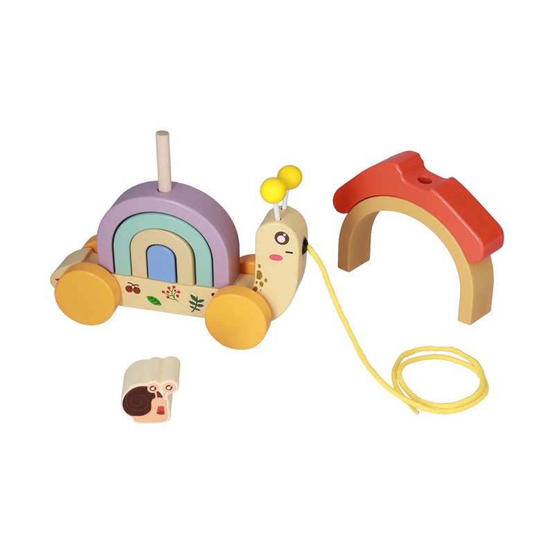 Beech Wooden Baby Pull Along Toy WalkALong Snails Toddler for