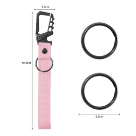 Pxvikis Metal key chain heavy duty carabiner clip belt ring bottle opener braided wrist lanyard car keychain for men and women.Pink