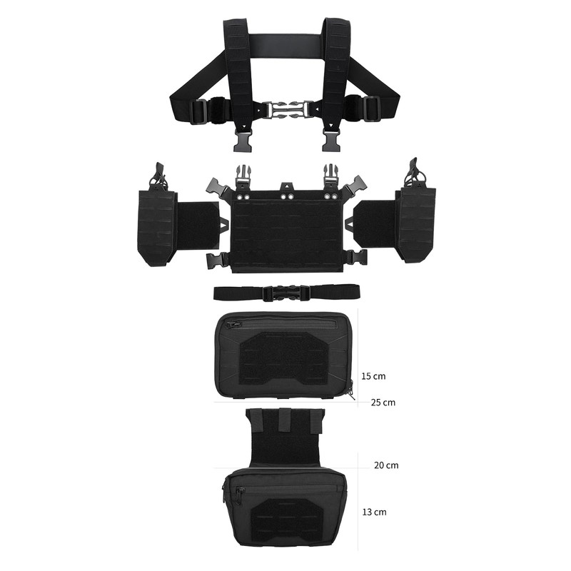 YAKEDA Tactical Chest Mini Rig Vest/Training Mini Rig Adjustable &