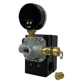 95-125 PSI, Heavy Duty American Made Air Compressor Pressure Switch Safety Valve Kit for Electric Driven Air Compressors, Lower Mount Configuration, Made in USA