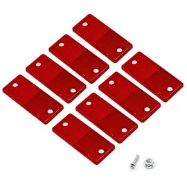 ETUKER Pack of 8 Rear Reflectors, Rectangular Rear Reflectors, Safety Reflection Screw, Post Reflectors, Reflectors for Gate Posts/Caravans/Trucks/Trailers/Boat/Motorcycle Fence (Red)