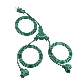 DEWENWILS Outdoor Extension Cord 1 to 3 Splitter, 19FT Total Length, 4 Grounded Outlets, Waterproof 16AWG SJTW Power Cord for Christmas Light, Holiday Decoration, 13A/125/1625W, Green, ETL Listed