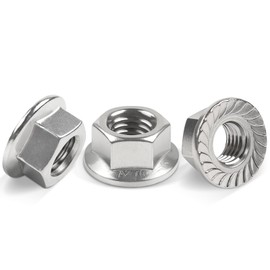 Pack of 25 Flange Nuts M5, Jeboler M5 Nuts Stainless Steel DIN 6923 Hexagonal Nut with Flange and Locking Toothing Collar Nut, Locking Tooth Nuts Serrated Hex Nuts for Bicycle Maintenance etc.