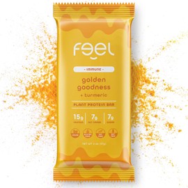 Feel Vegan Protein Bars | Golden Goodness | Keto | Gluten Free | Organic | Turmeric | 15g Plant Protein | Low Carb | High Protein | Dairy Free | Low Sugar | Grain Free | Nut Free | Soy Free | Non GMO - (Golden Goddess, 10 Pack)