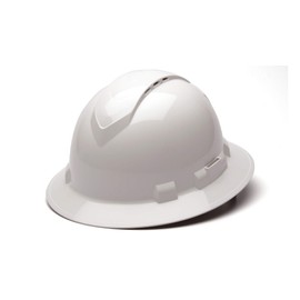 PYRAMEX Ridgeline Full Brim Hard Hat, Vented, 4-Point Ratchet Suspension, White
