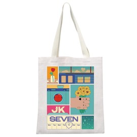 MYSOMY JK-Pop-Tragetasche für Koreanische Gruppe, goldfarben, JK-Fans, Schultertasche, K-Pop, Armee-Mitglieder, Merch, K-Pop-Liebhaber, Geschenk, Jk Seven Tb3, 13.7inch*15.7inch